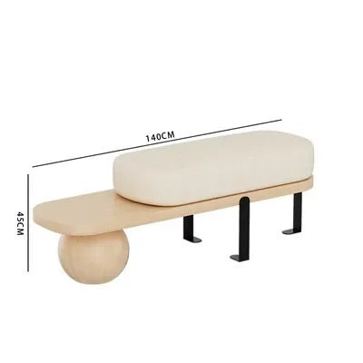 Nordic solid wood stool for shoes and rest - D 140cm