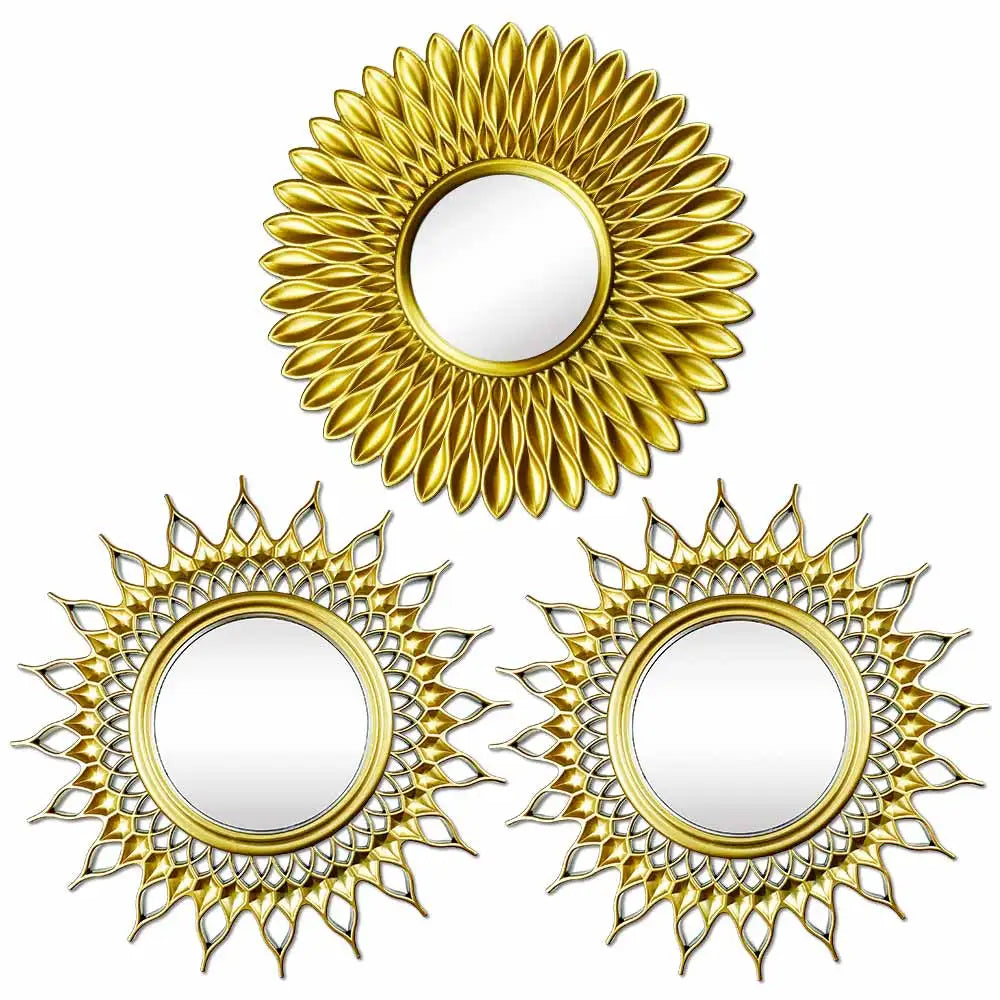 Decorative mirror wall mirror vintage boho for interior decoration - Sun Mirror Golden 02