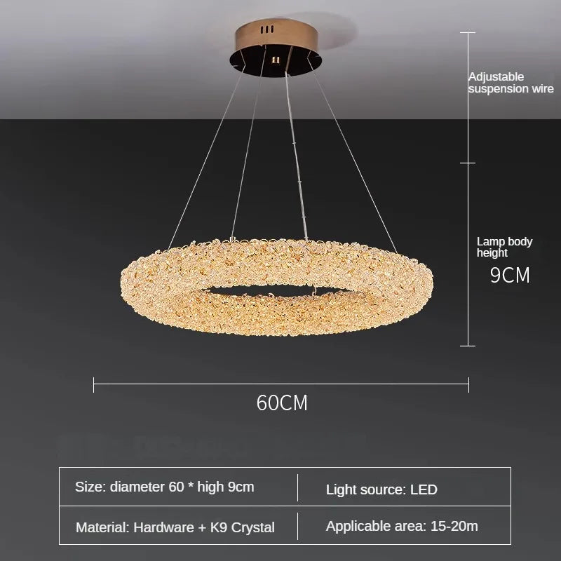 Crystal chandelier k9 elegant design for modern lighting - D 60cm / 3 modifiables