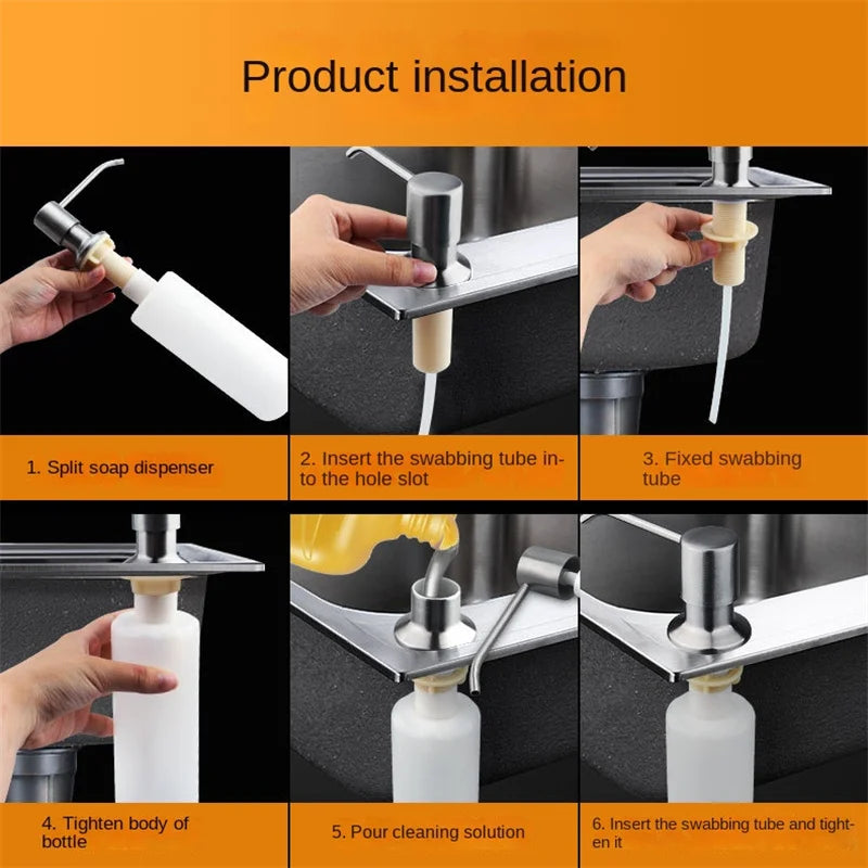 Liquid soap dispenser stainless steel for kitchen 350 ml - view 3