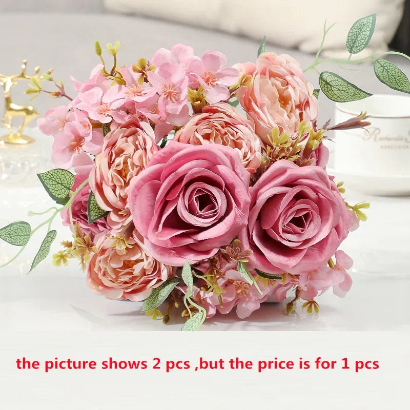 Bouquet of artificial flowers for elegant interior decoration - Pink Red
