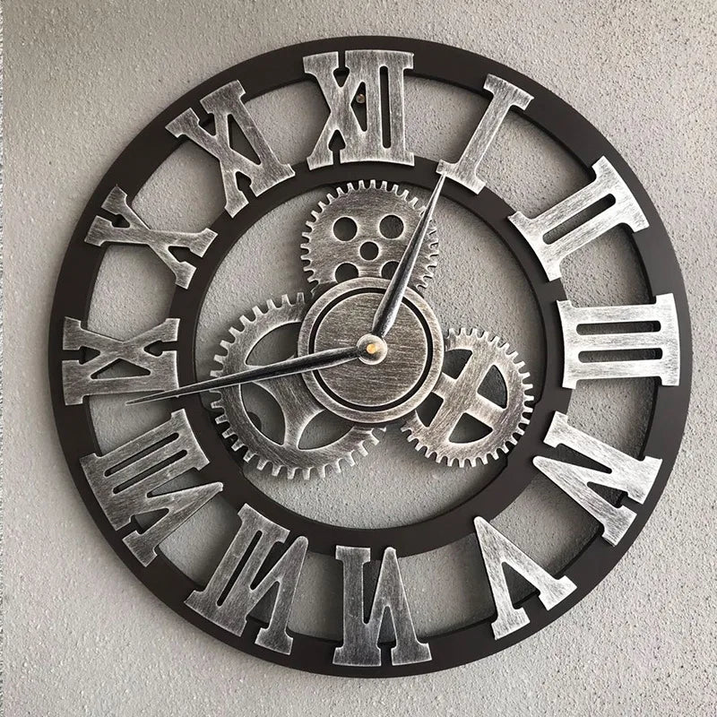Silent retro wall clock industrial style modern decoration - view 2