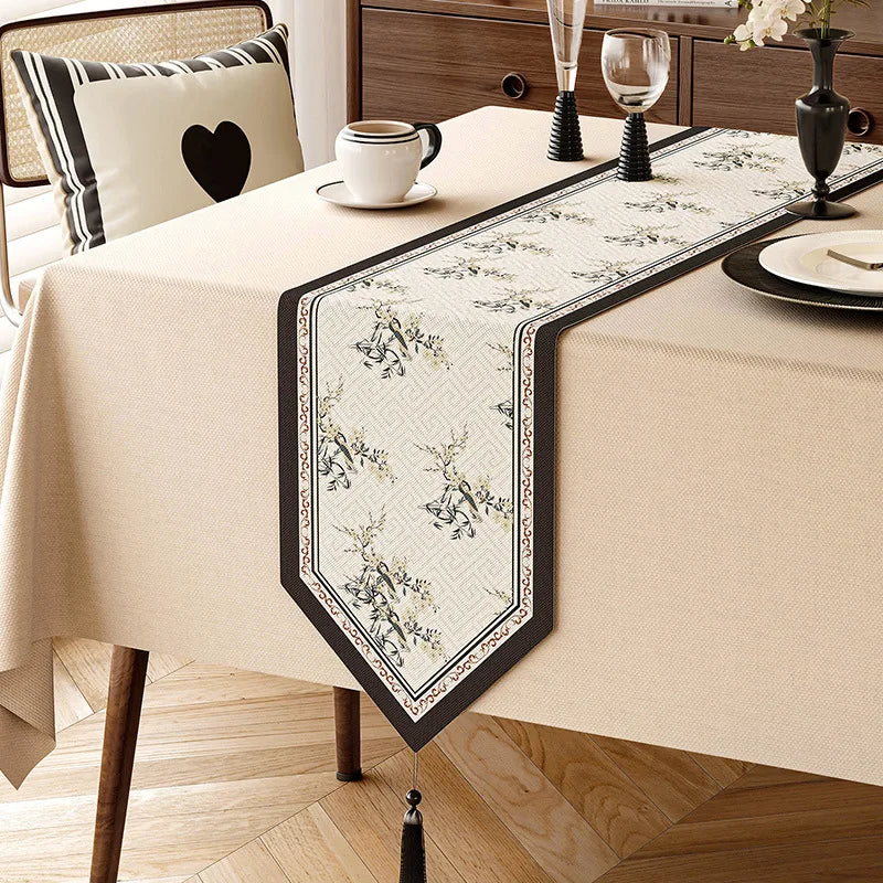 Linen table runner vintage floral pattern country - 30x120cm