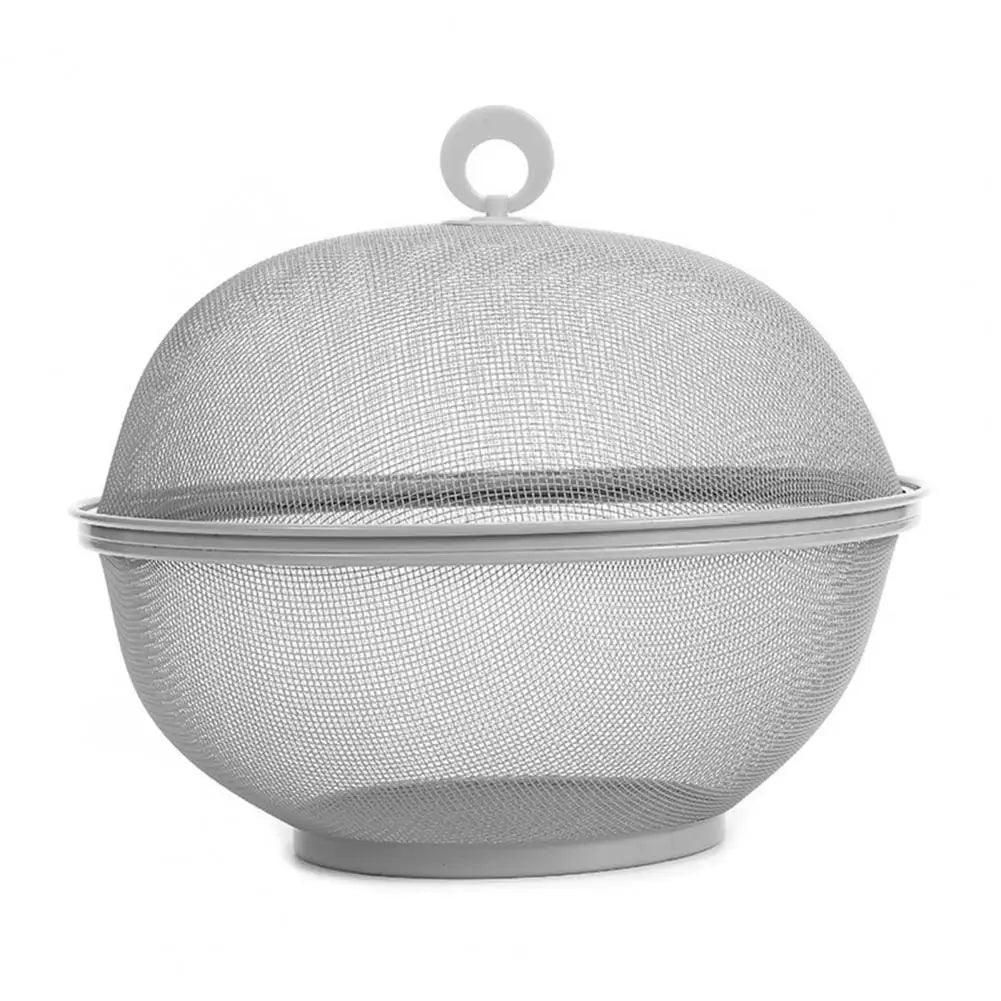 Mesh fruit basket with anti fly cover in stainless steel - Gray