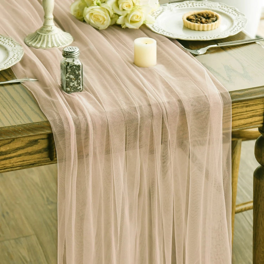 Transparent gauze table runner white wedding decoration anniversary - 75x300cm