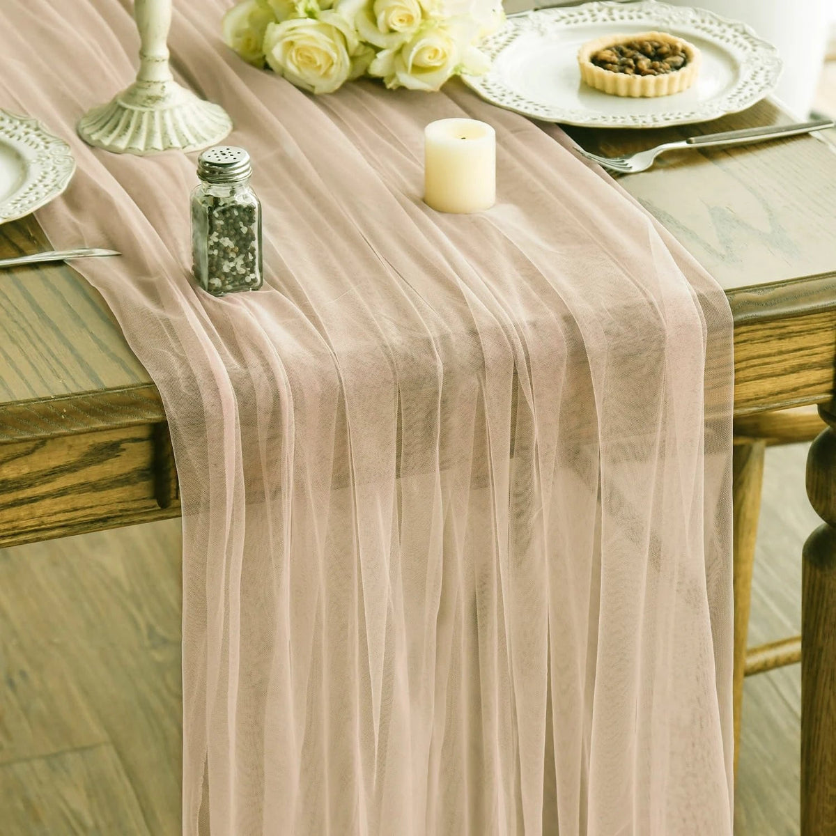 Transparent gauze table runner white wedding decoration anniversary - 75x300cm