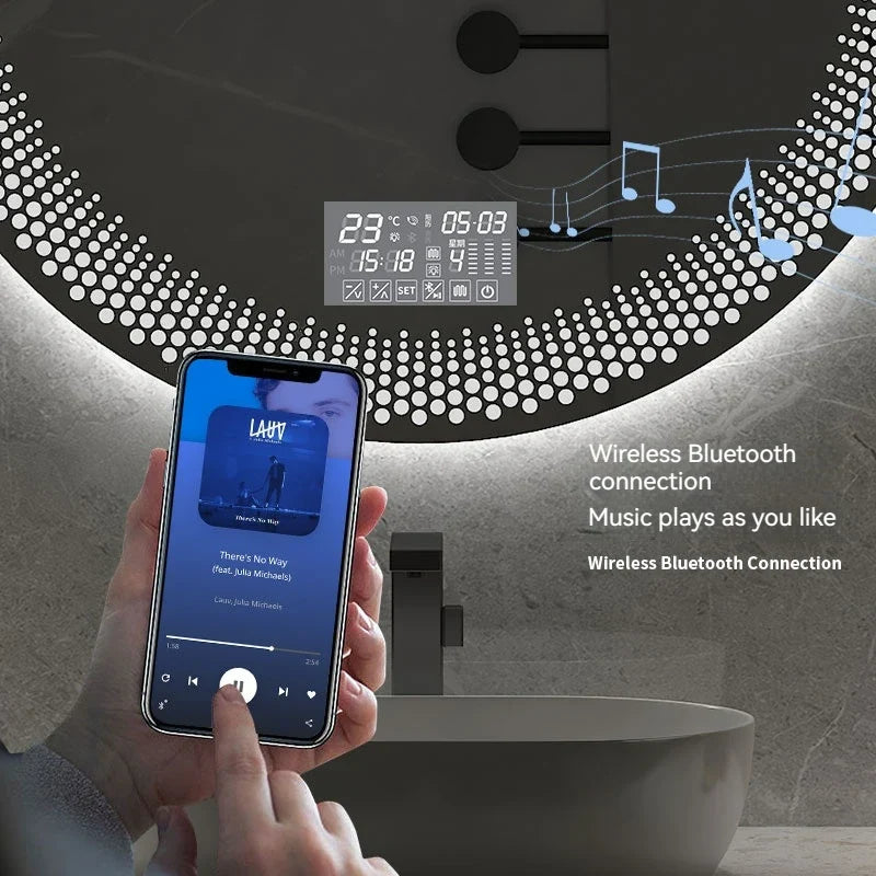 LED round mirror with adjustable backlight and intelligent anti-fog - view 4