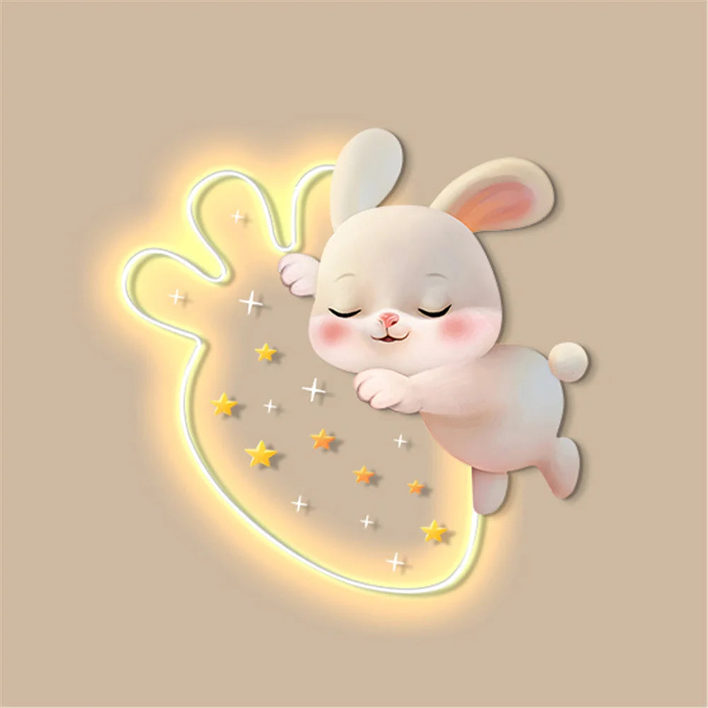 Rabbit wall sconce with strawberries for decorative children's room - B / Diameter 50cm