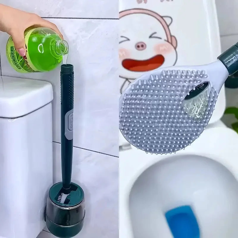 Toilet brush set with wall support and long handle - view 5