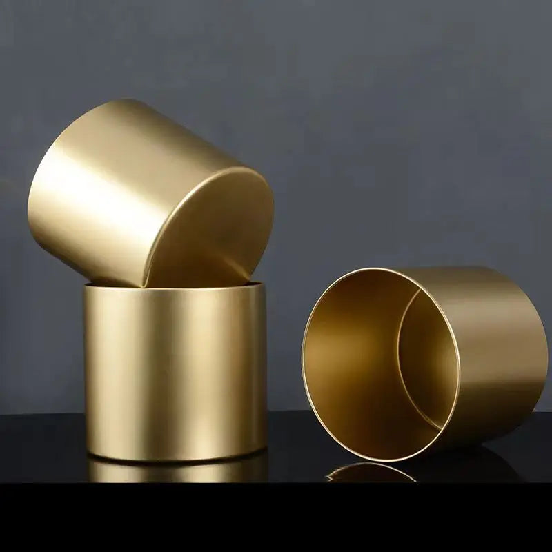 Creative cylindrical flower pot in metal for interior decoration