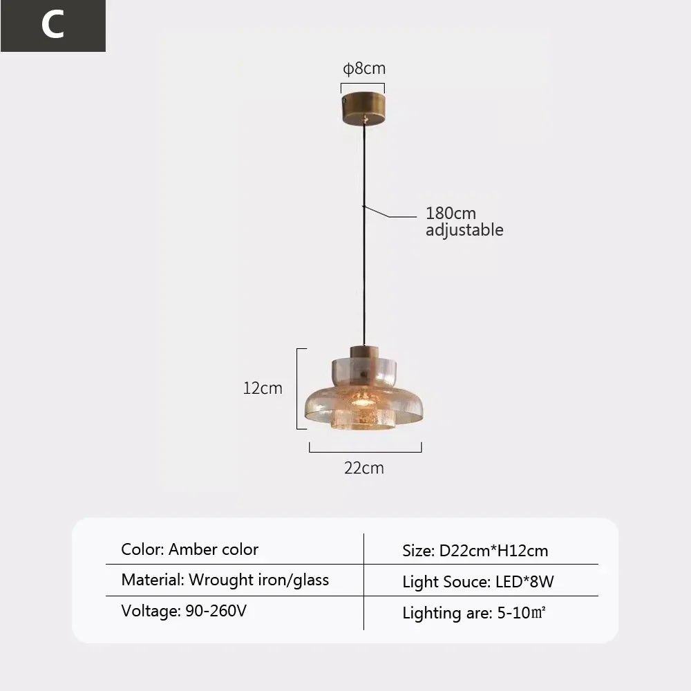 LED glass back pendant light for modern lighting and elegant atmosphere - Californie / Warm Light