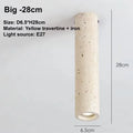 Light yellow travertine cylindrical ceiling lamp with surface mounting - Height 28cm / Cool Light 6000K