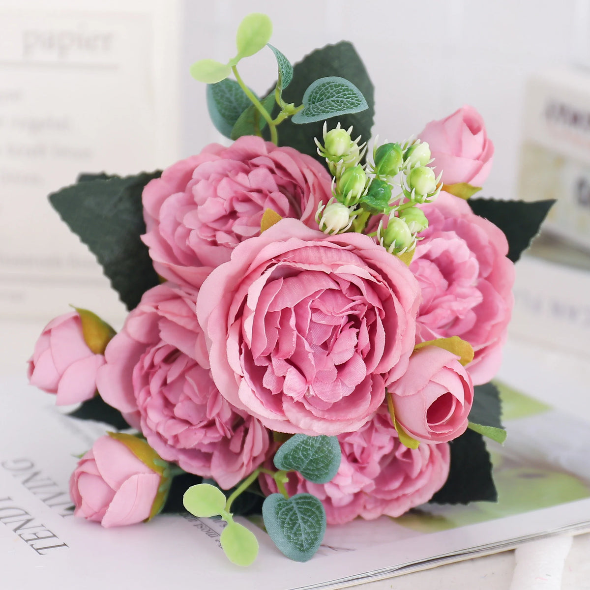 Artificial flowers silk peony hortensia decoration wedding bouquet - Bean Paste