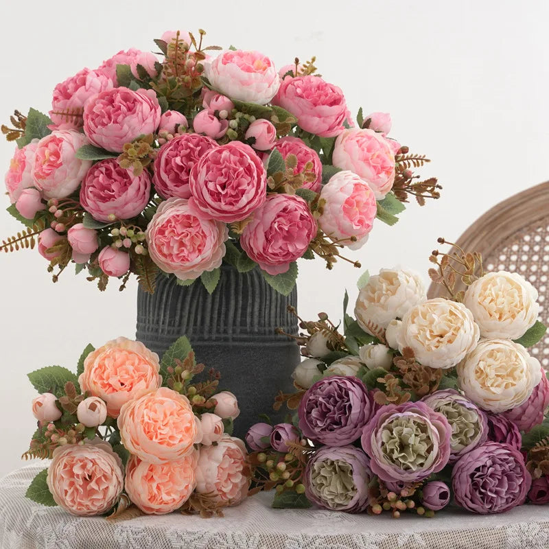 Bouquet of silk peonies for artificial decoration - view 3