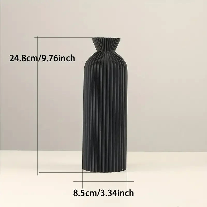 Elegant Black Plastic Vase, Boho Chic Centerpiece - Black-L