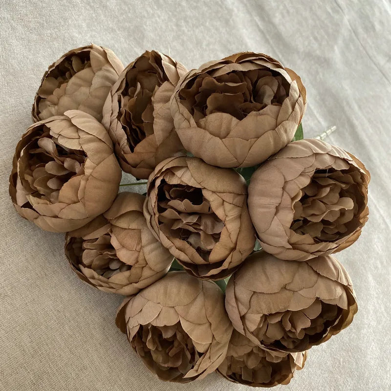 Timeless Artificial Peony Bouquet for Weddings - Autumn Coffee