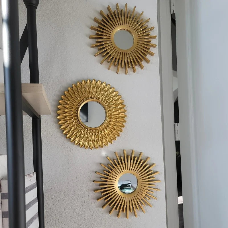 Set of 3 sunflower-shaped decorative mirrors for interior decoration - view 2