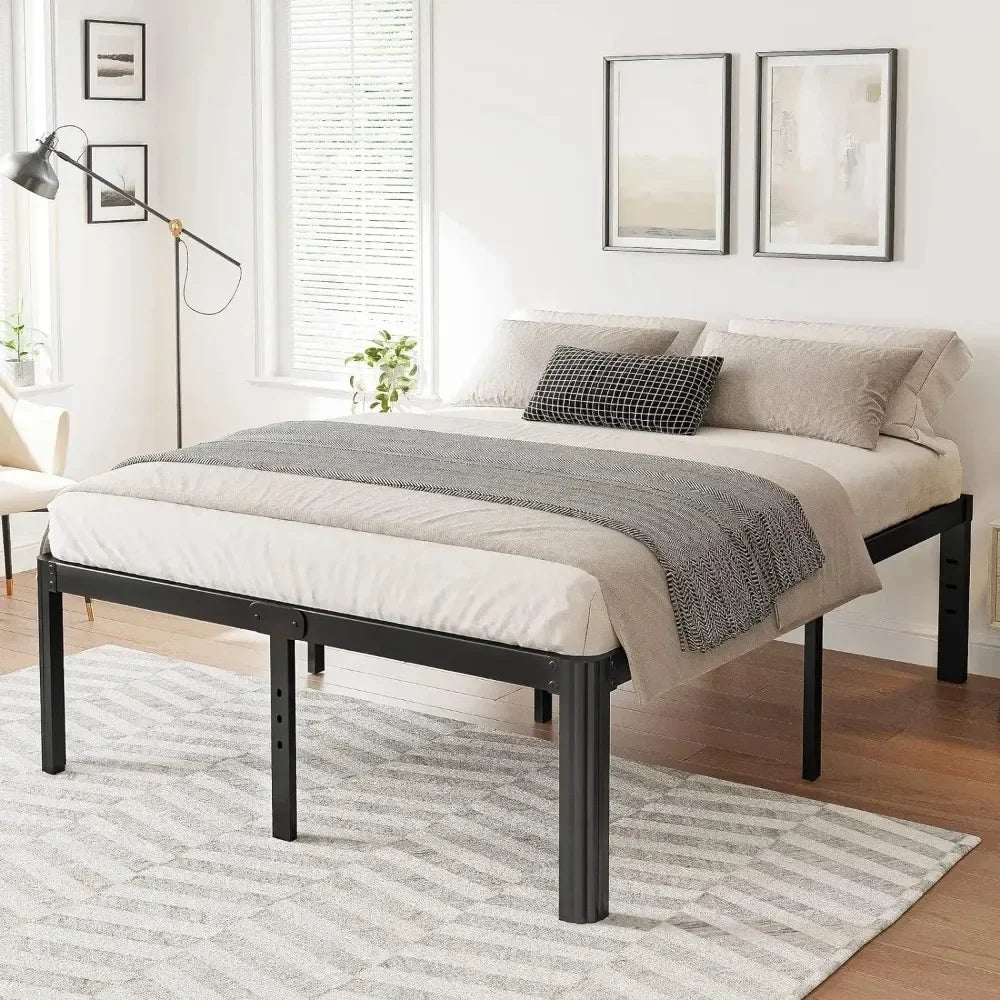 14in High Queen Bed Frame No Box Spring Needed, Heavy Duty Metal Platform Bed Frame Queen Size with Round Corners - view 2