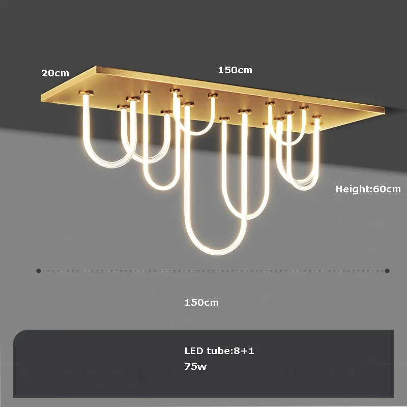 Rectangular chandelier in stainless steel with variable intensity - Neutral light / 150cm rectangular / White
