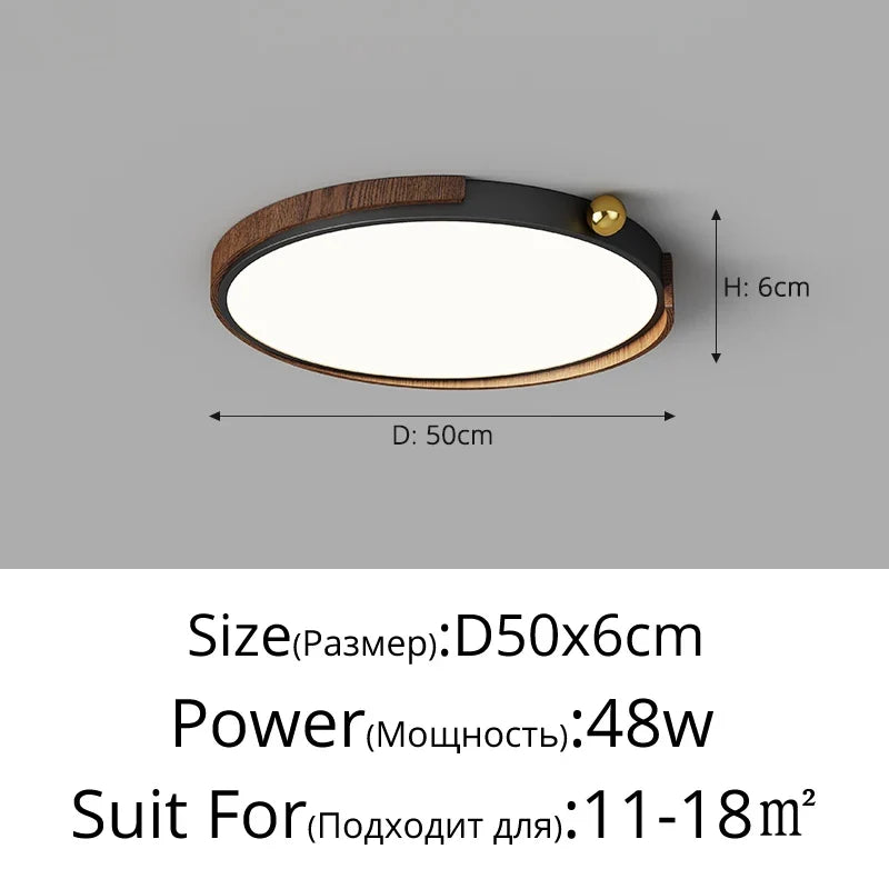 LED Nordic ceiling lamp for interior design - C-Black-D50x6cm / 3 Colors No Remote