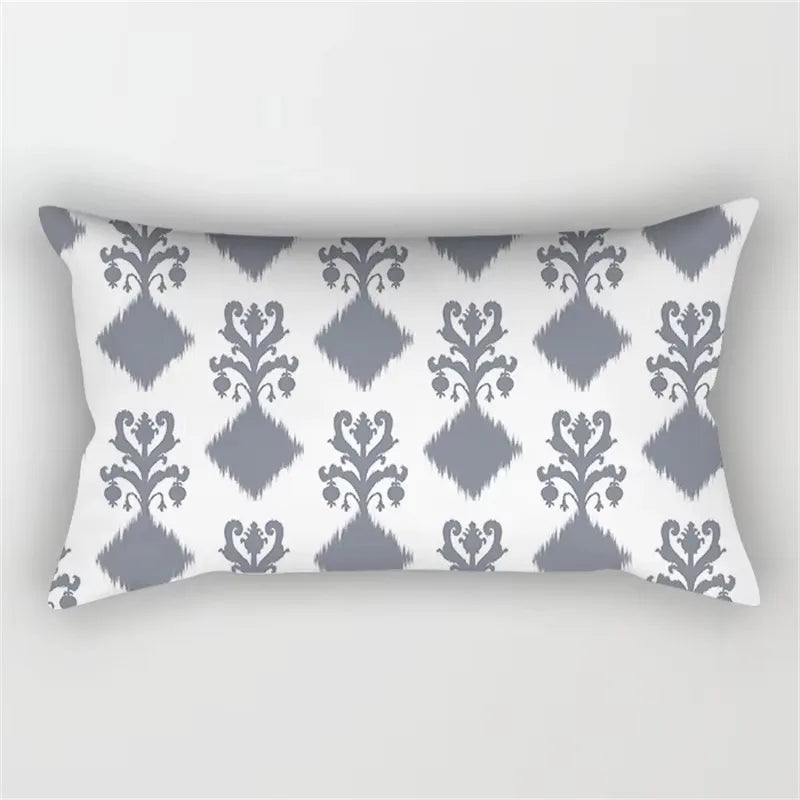 Contrasted Grey Geometric Patchwork Throw Pillow Cover