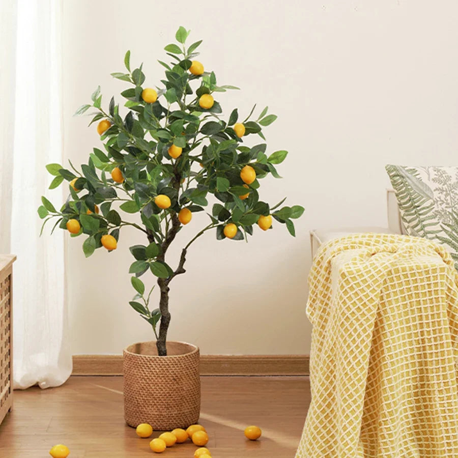Artificial lemon tree with fruit for interior decoration and garden