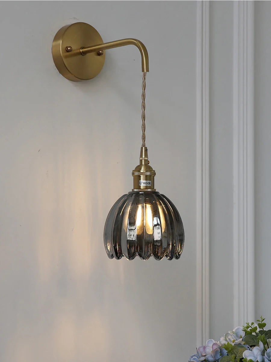 Japanese retro floral glass wall sconce modern and chic design - view 5