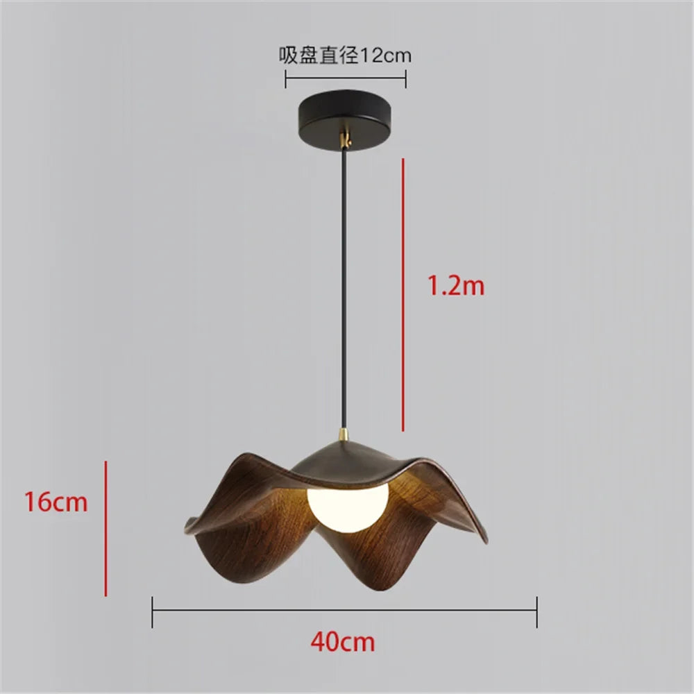 Iron and wood pendant light Nordic cottage style for restaurant and loft - Black / Changeable