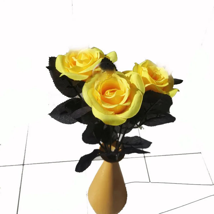 5 bouquets of artificial flowers for festive and home decoration - Yellow / 6 Pieces