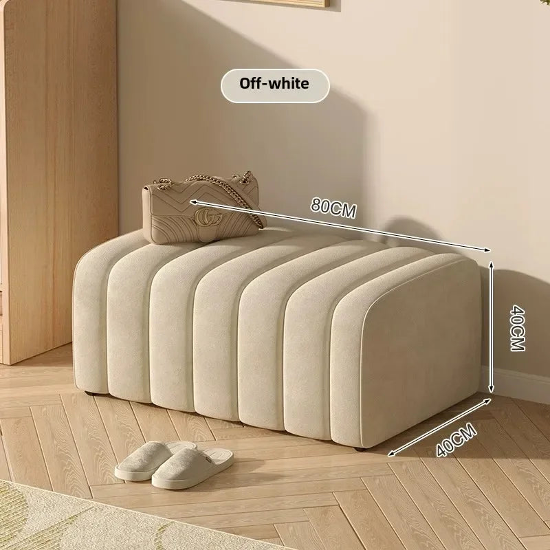 Modern design shoe bench with soft and comfortable footrest - White Length 80CM