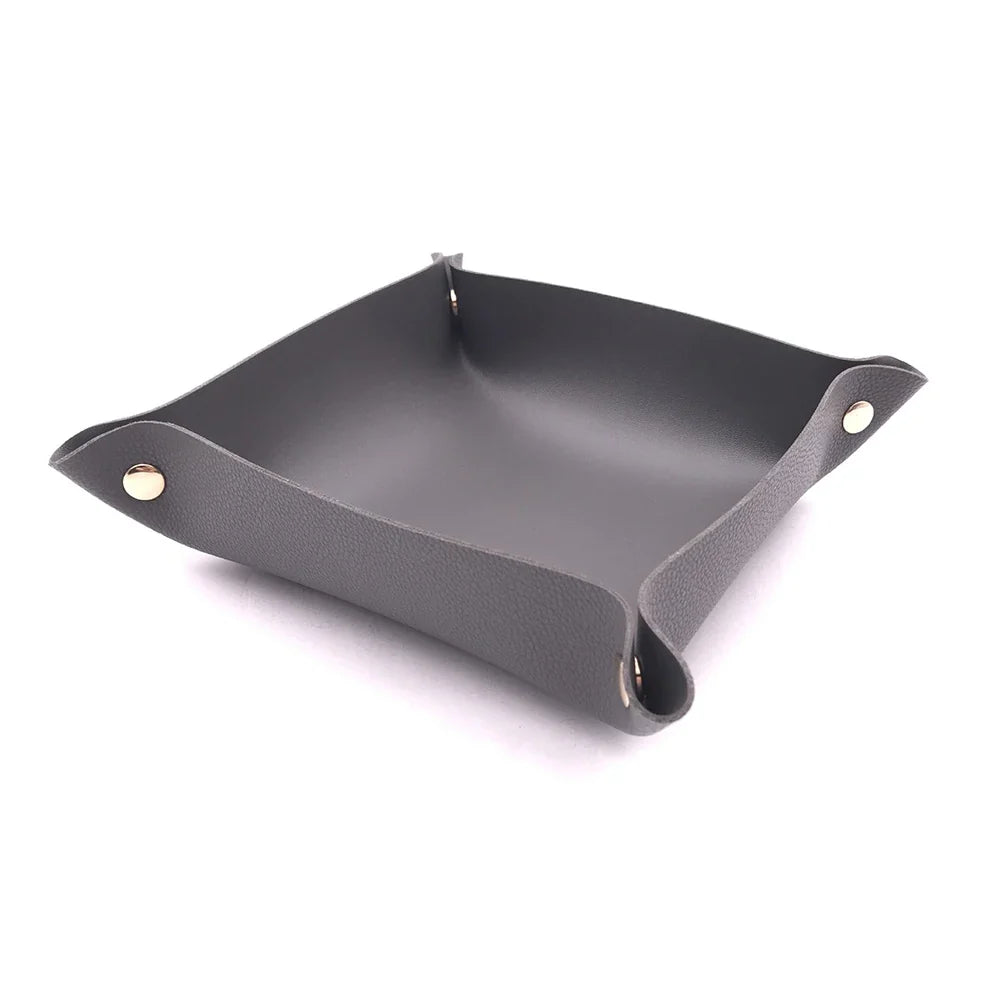 Foldable leather top for various storage and decoration - Dark Gray / 9.84 x 9.84 inches