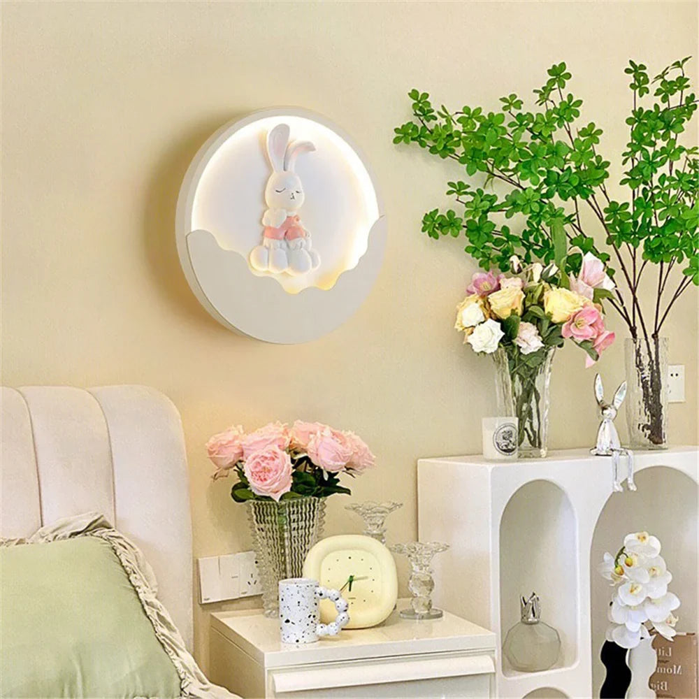 Round wall sconce led bear and rabbit for children - view 6