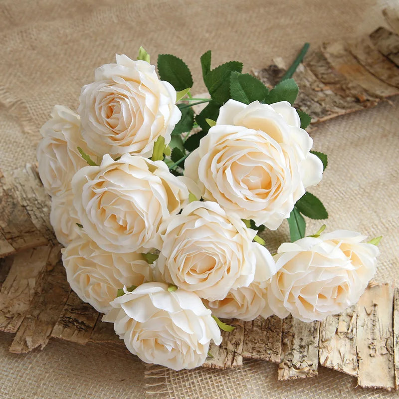 10 artificial flower heads for wedding decoration and festival - Champagne