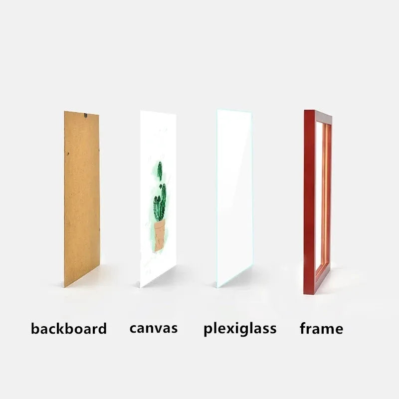 Wooden picture frame with wall mount end-outline - view 4