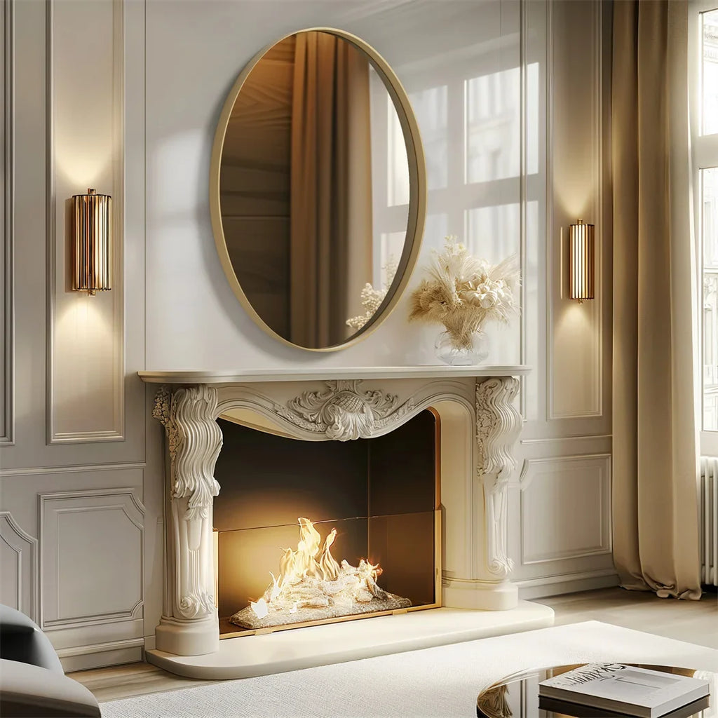 Brushed gold mirror with decorative metal frame - view 5