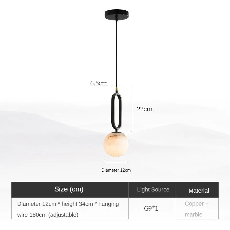 Simple and Luxury Bedroom, Bedside G9 Small Chandelier Living Room Sofa Background Wall All Copper Natural Marble Decoration - D 12cm / Warm White