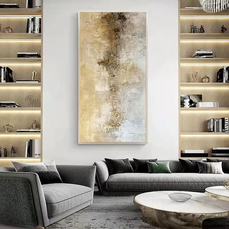 Customizable, Pure Hand-painted Abstract Decorative Painting, Living Room Background Wall Large Gold Leaf, Art Canvas Painting - view 5