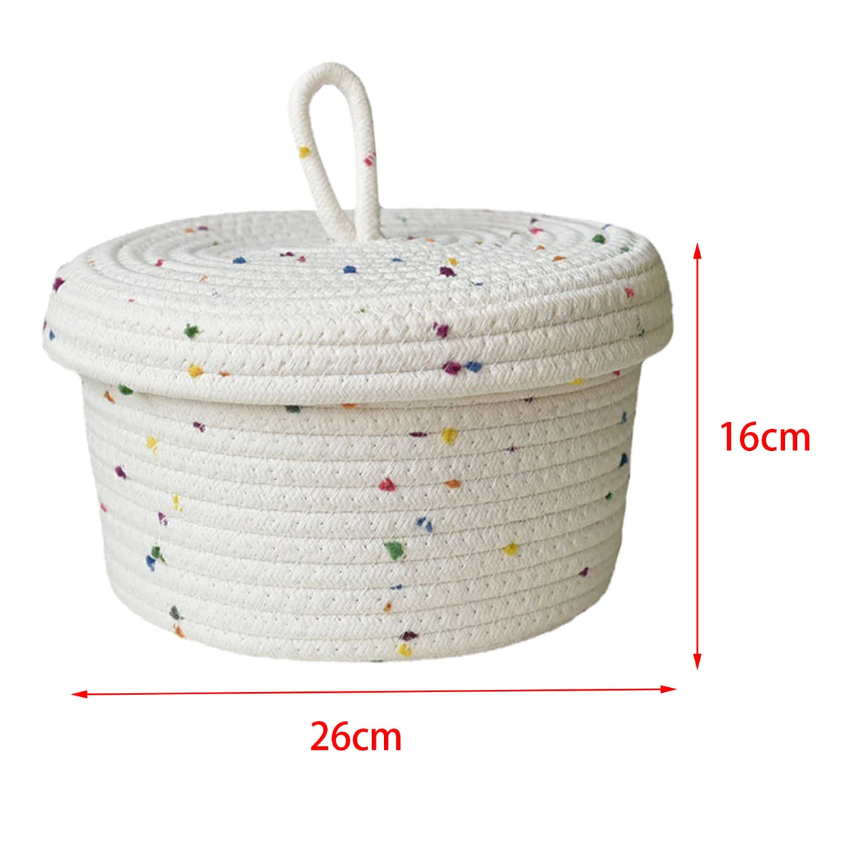 Hand Woven Cotton Basket for Decorative Storage - 26x26x16cm