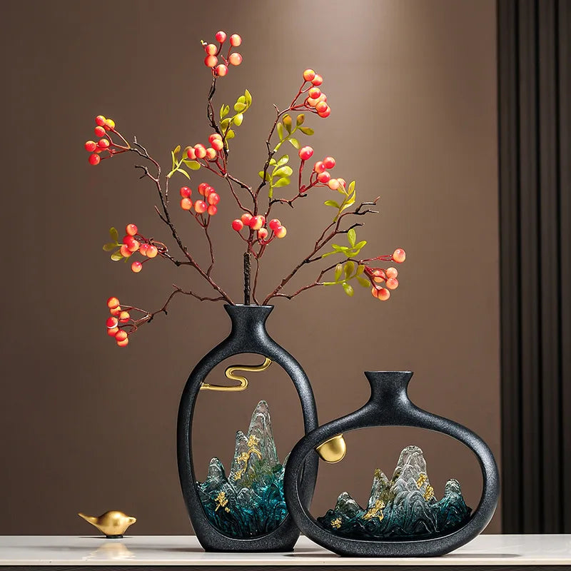 New Chinese welcome pine vase ornament, living room entrance TV cabinet, Bogu rack ornament, office housewarming gift - view 5