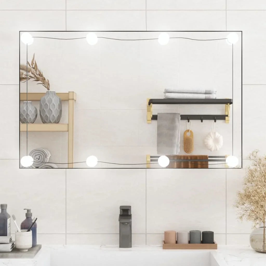 50x80 cm wall mirror with LED lights rectangular glass, home decoration wall Decker living room decoration