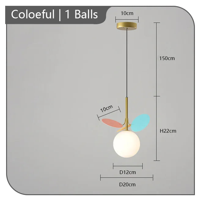 Child chandelier flowers multicolored decorative pendant light - 1 Colored Balls / Warm White 3000K