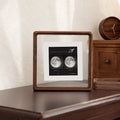 Double-sided photo frame in wood and glass for interior decoration - Noyer / 13x13cm 5 inches