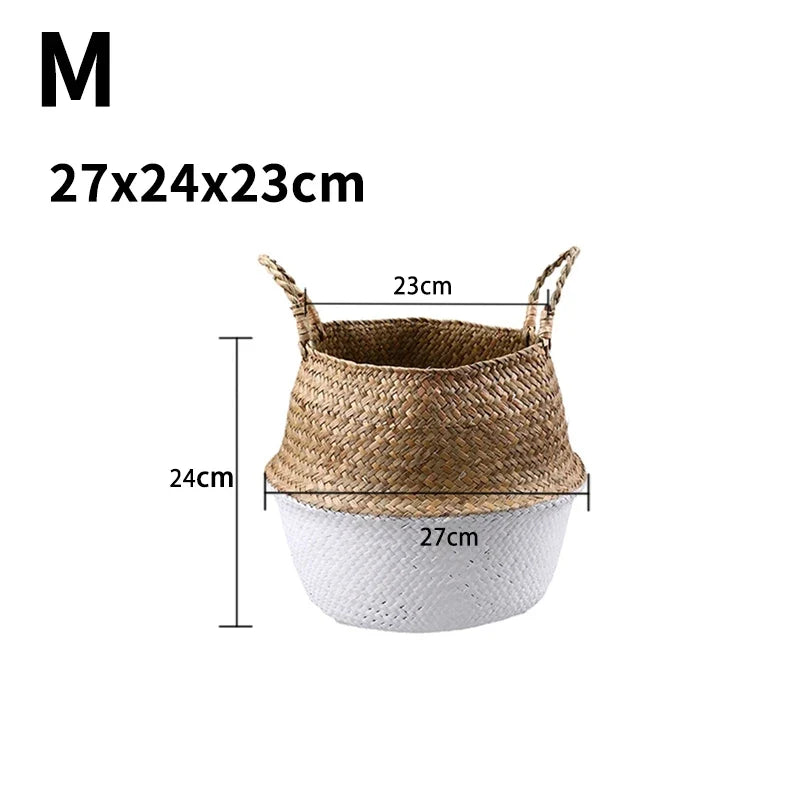 Wicker basket suspended for storage and home decoration - 27CM M-White