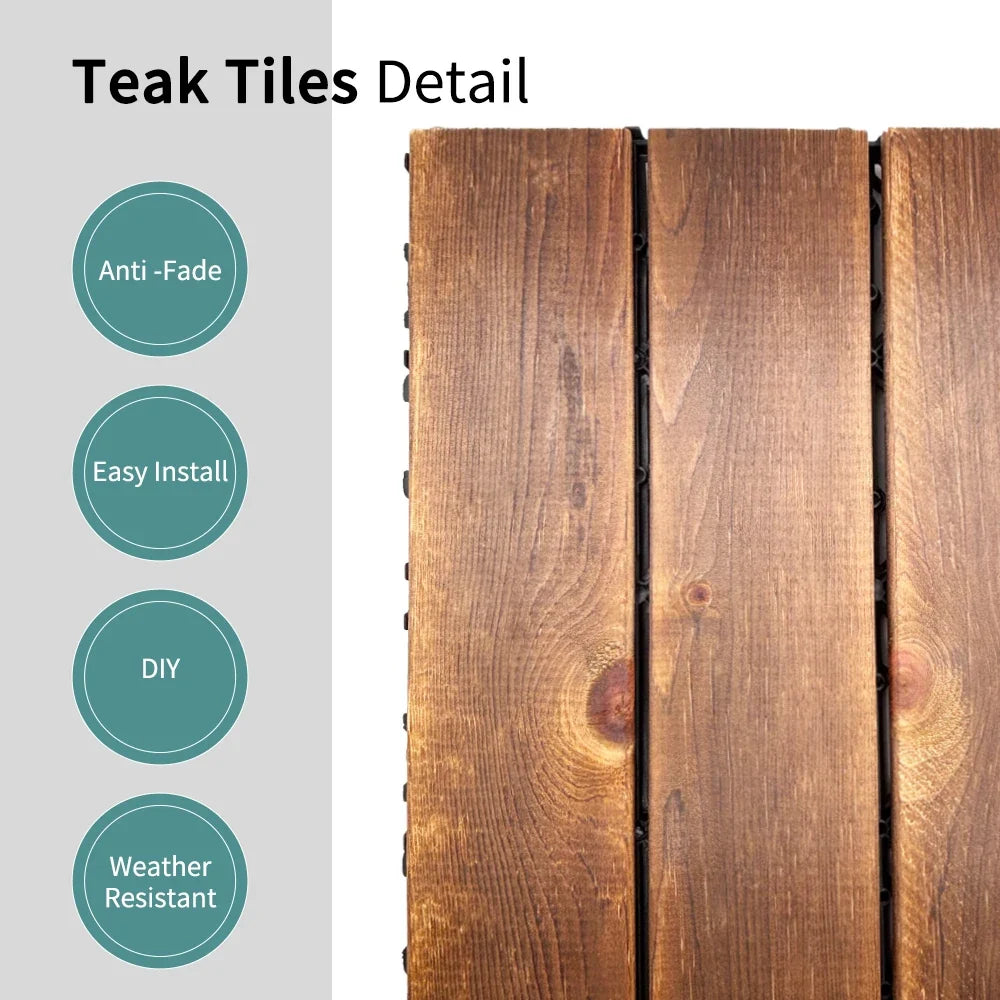 30-Pack Solid Wood Interlocking Deck Tiles for Patios & Balconies - view 5