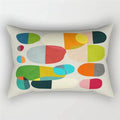 Graphic Rainbow Geometric Throw Pillow Cover with Plant Motifs
