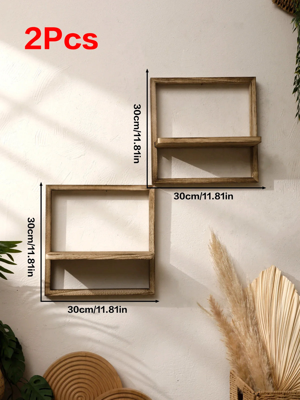 Wooden floating shelf for decorative wall storage - TK101-T-7566