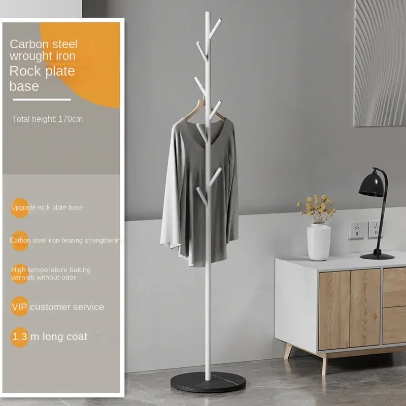 Floor To Floor Bedroom Light Luxury Rock Plate Base Metal Hanger, Marble Scarf and Bag Rack for Entering The Home Coat Rack - Style2