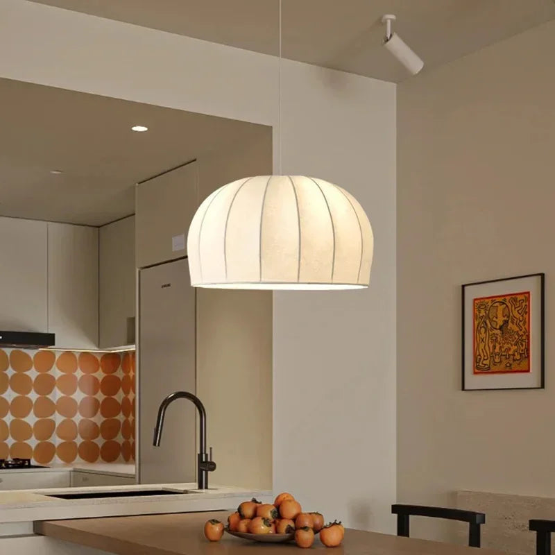 Wabi-sabi Nordic pendant light in decorative silk cocoon - view 5