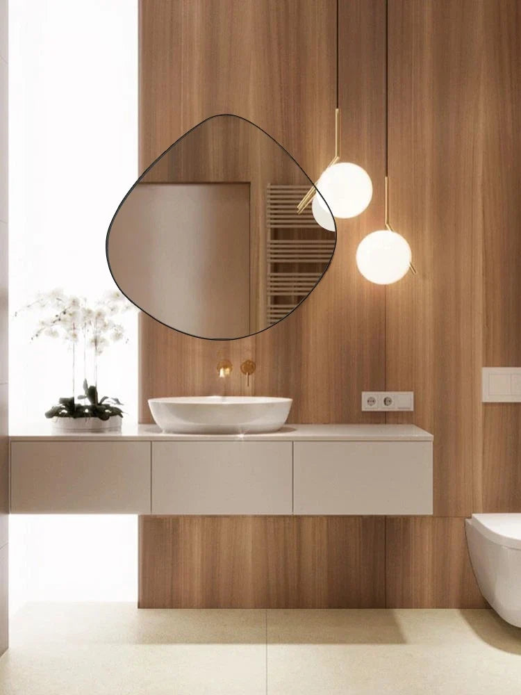 Bathroom mirror, makeup mirror, wall mounted irregular shaped bathroom, irregular water droplet mirror, entrance decoration, hou