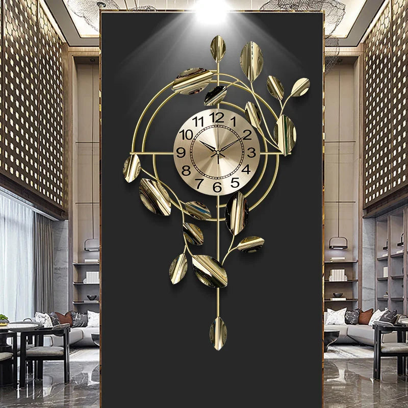 Wall clock in gold metal Nordic design silent luxury scanning - view 2